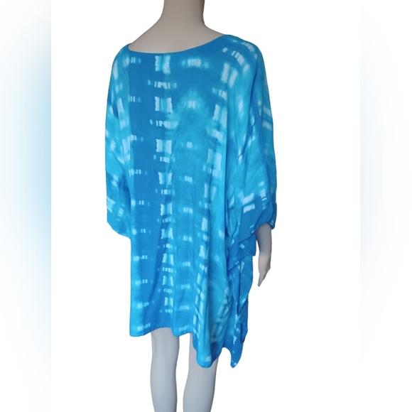 Womens Wearable Art Hand Dyed Bohemian Poncho Tunic Top Oversized Size Small - Picture 7 of 8